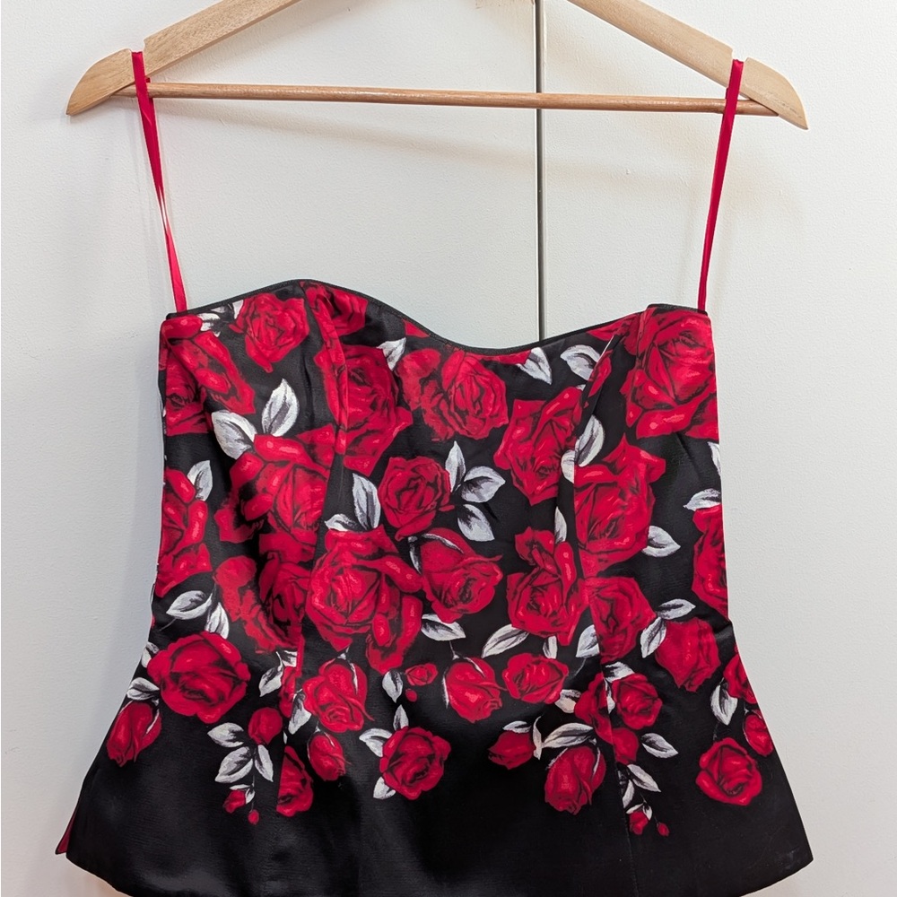White House Black Market Red Floral Camisole